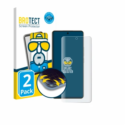 Parte frontale di una confezione del prodotto con il logo del marchio BROTECT. Accanto è raffigurato il dispositivo realme 16