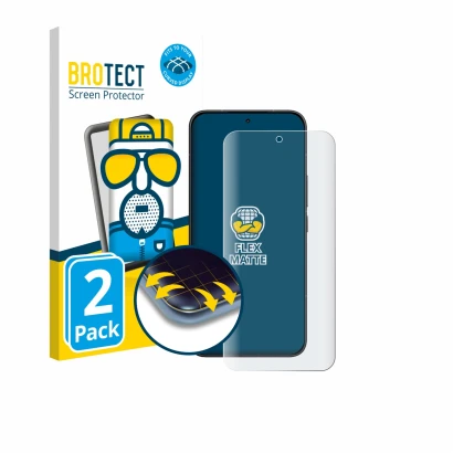 Parte frontale di una confezione del prodotto con il logo del marchio BROTECT. Accanto è raffigurato il dispositivo Xiaomi Poc