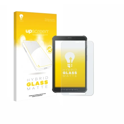 Parte frontale di una confezione del prodotto con il logo del marchio upscreen. Accanto è raffigurato il dispositivo Samsung G