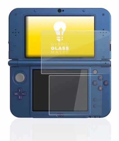 Immagine del dispositivo Nintendo New 3DS XL con un'ampia varietà di protezioni per lo schermo.