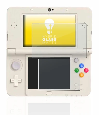 Immagine del dispositivo Nintendo New 3DS con un'ampia varietà di protezioni per lo schermo.