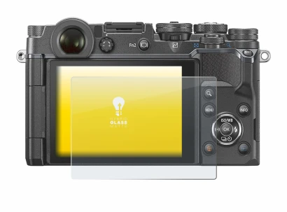 Immagine del dispositivo Olympus PEN-F con un'ampia varietà di protezioni per lo schermo.