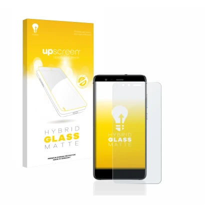 Parte frontale di una confezione del prodotto con il logo del marchio upscreen. Accanto è raffigurato il dispositivo Huawei P1