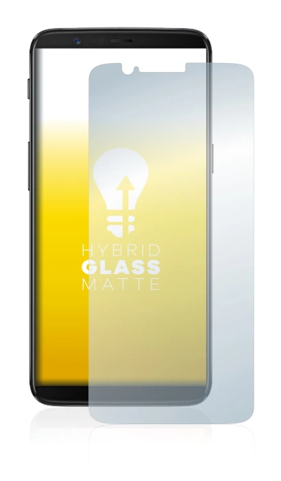 Immagine del dispositivo OnePlus 5T con un'ampia varietà di protezioni per lo schermo.