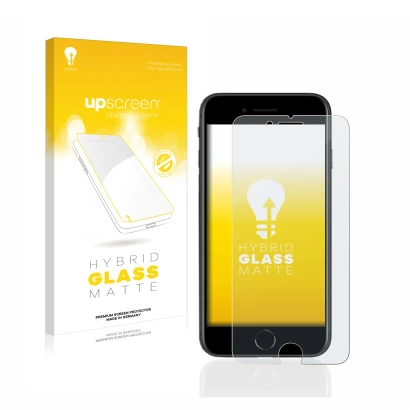 Parte frontale di una confezione del prodotto con il logo del marchio upscreen. Accanto è raffigurato il dispositivo Apple iPh