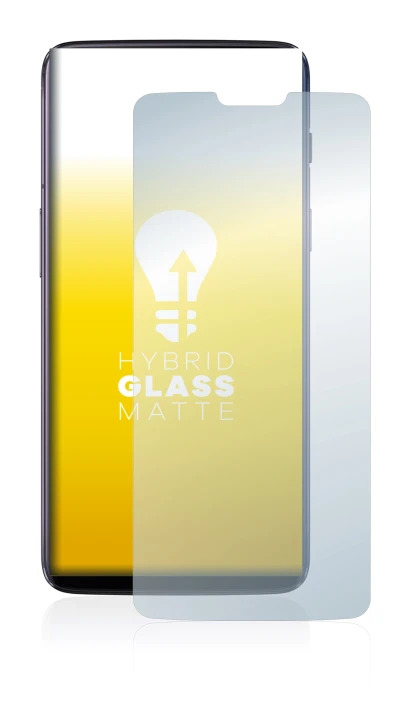 Immagine del dispositivo OnePlus 6 con un'ampia varietà di protezioni per lo schermo.