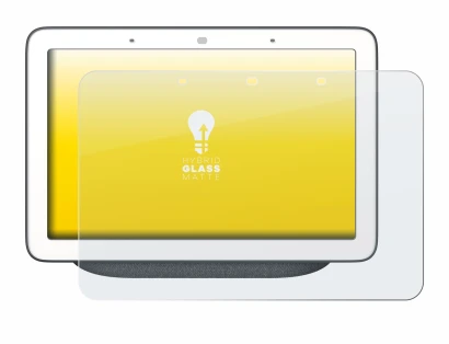 Immagine del dispositivo Google Home Hub con un'ampia varietà di protezioni per lo schermo.