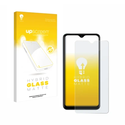 Parte frontale di una confezione del prodotto con il logo del marchio upscreen. Accanto è raffigurato il dispositivo Blackview