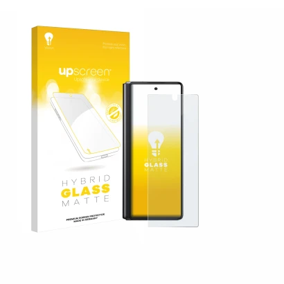 Parte frontale di una confezione del prodotto con il logo del marchio upscreen. Accanto è raffigurato il dispositivo Samsung G