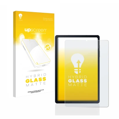 Parte frontale di una confezione del prodotto con il logo del marchio upscreen. Accanto è raffigurato il dispositivo Samsung G