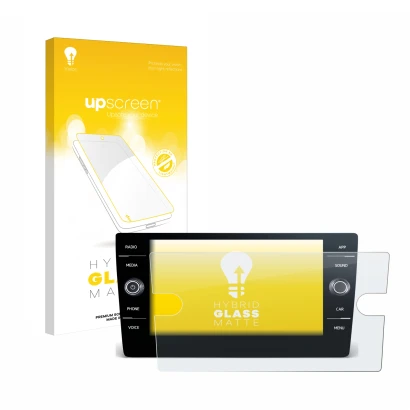 Parte frontale di una confezione del prodotto con il logo del marchio upscreen. Accanto è raffigurato il dispositivo Volkswage