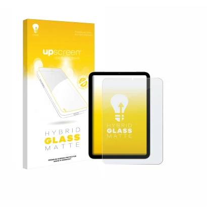 Parte frontale di una confezione del prodotto con il logo del marchio upscreen. Accanto è raffigurato il dispositivo Apple iPa