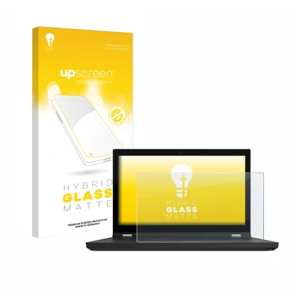 Parte frontale di una confezione del prodotto con il logo del marchio upscreen. Accanto è raffigurato il dispositivo Lenovo Th