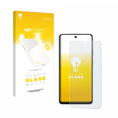 Parte frontale di una confezione del prodotto con il logo del marchio upscreen. Accanto è raffigurato il dispositivo Samsung G