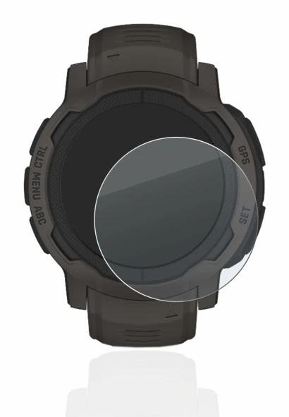 Immagine del dispositivo Garmin Instinct 2 con un'ampia varietà di protezioni per lo schermo.