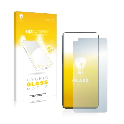 Parte frontale di una confezione del prodotto con il logo del marchio upscreen. Accanto è raffigurato il dispositivo OnePlus N