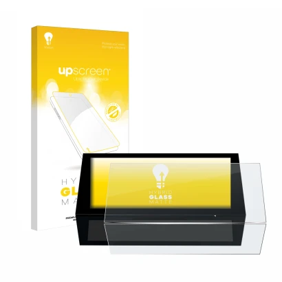 Parte frontale di una confezione del prodotto con il logo del marchio upscreen. Accanto è raffigurato il dispositivo Peugeot 3