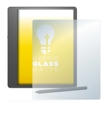 Immagine del dispositivo Amazon Kindle Scribe con un'ampia varietà di protezioni per lo schermo.