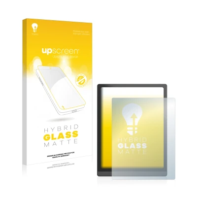 Parte frontale di una confezione del prodotto con il logo del marchio upscreen. Accanto è raffigurato il dispositivo Boox Tab 