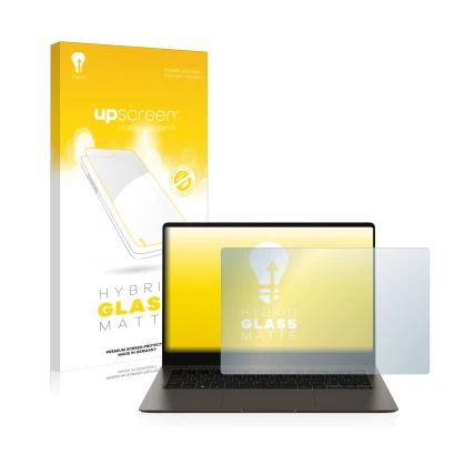 Parte frontale di una confezione del prodotto con il logo del marchio upscreen. Accanto è raffigurato il dispositivo Samsung G