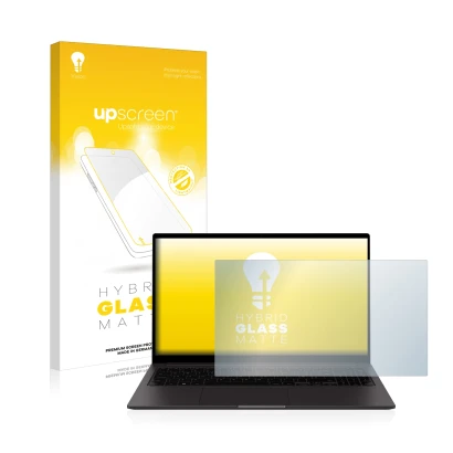 Parte frontale di una confezione del prodotto con il logo del marchio upscreen. Accanto è raffigurato il dispositivo Samsung G