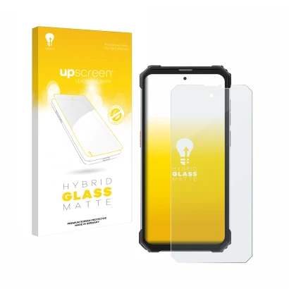 Parte frontale di una confezione del prodotto con il logo del marchio upscreen. Accanto è raffigurato il dispositivo Blackview