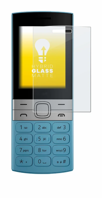 Immagine del dispositivo Nokia 150 (2023) con un'ampia varietà di protezioni per lo schermo.