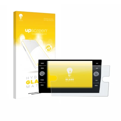 Parte frontale di una confezione del prodotto con il logo del marchio upscreen. Accanto è raffigurato il dispositivo Volkswage