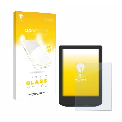 Parte frontale di una confezione del prodotto con il logo del marchio upscreen. Accanto è raffigurato il dispositivo PocketBoo