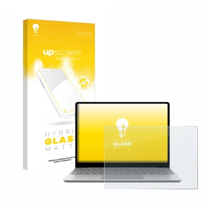 Parte frontale di una confezione del prodotto con il logo del marchio upscreen. Accanto è raffigurato il dispositivo Microsoft