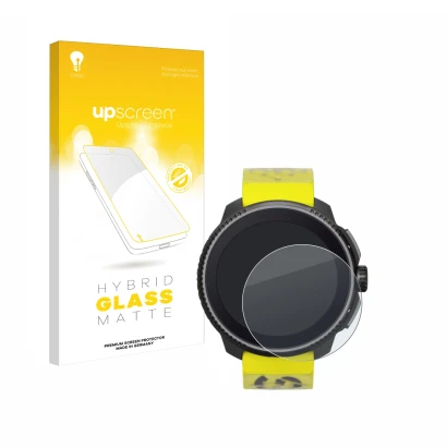 Parte frontale di una confezione del prodotto con il logo del marchio upscreen. Accanto è raffigurato il dispositivo Suunto Ra