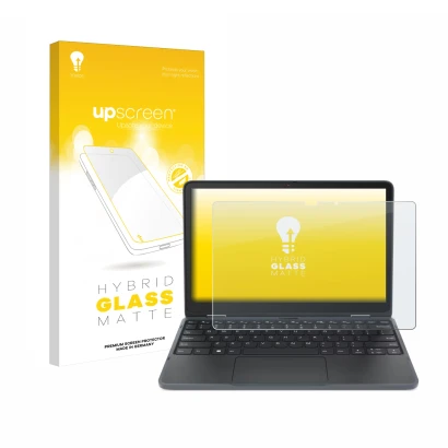 Parte frontale di una confezione del prodotto con il logo del marchio upscreen. Accanto è raffigurato il dispositivo Lenovo 30