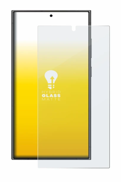 Immagine del dispositivo Samsung Galaxy S24 Ultra (case-friendly) con un'ampia varietà di protezioni per lo schermo.