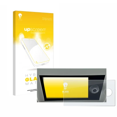 Parte frontale di una confezione del prodotto con il logo del marchio upscreen. Accanto è raffigurato il dispositivo Volkswage