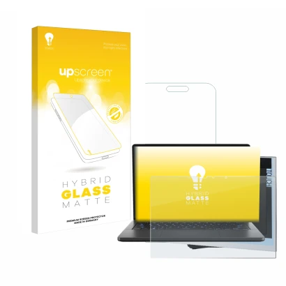 Parte frontale di una confezione del prodotto con il logo del marchio upscreen. Accanto è raffigurato il dispositivo ASUS ROG 