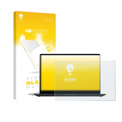 Parte frontale di una confezione del prodotto con il logo del marchio upscreen. Accanto è raffigurato il dispositivo Samsung G