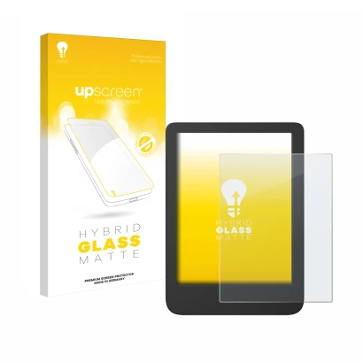 Parte frontale di una confezione del prodotto con il logo del marchio upscreen. Accanto è raffigurato il dispositivo Tolino Sh