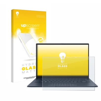 Parte frontale di una confezione del prodotto con il logo del marchio upscreen. Accanto è raffigurato il dispositivo ASUS ZenB