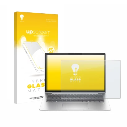 Parte frontale di una confezione del prodotto con il logo del marchio upscreen. Accanto è raffigurato il dispositivo HP EliteB