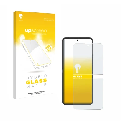 Parte frontale di una confezione del prodotto con il logo del marchio upscreen. Accanto è raffigurato il dispositivo Blackview