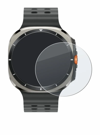 Immagine del dispositivo Samsung Galaxy Watch Ultra (47 mm) con un'ampia varietà di protezioni per lo schermo.