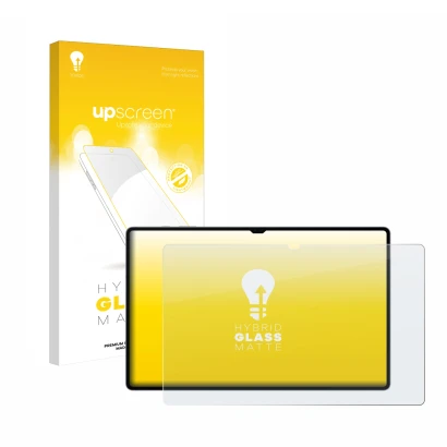 Parte frontale di una confezione del prodotto con il logo del marchio upscreen. Accanto è raffigurato il dispositivo Samsung G