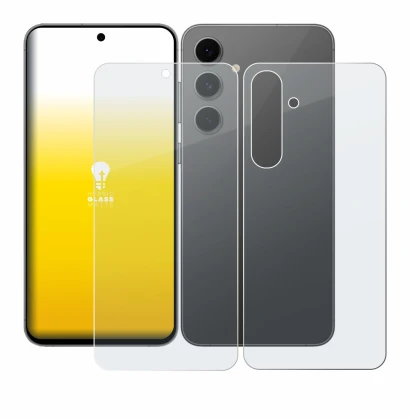 Immagine del dispositivo Samsung Galaxy S24 FE (Fronte+Retro) con un'ampia varietà di protezioni per lo schermo.