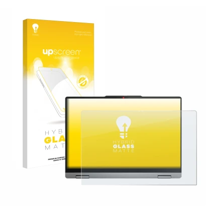 Parte frontale di una confezione del prodotto con il logo del marchio upscreen. Accanto è raffigurato il dispositivo Lenovo Id