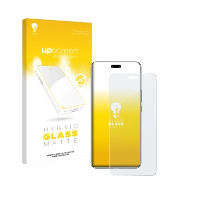 Parte frontale di una confezione del prodotto con il logo del marchio upscreen. Accanto è raffigurato il dispositivo Huawei No