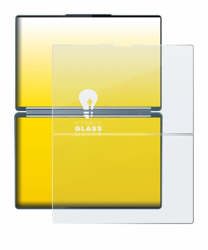 Immagine del dispositivo Lenovo Yoga Book 9i Gen 10 con un'ampia varietà di protezioni per lo schermo.