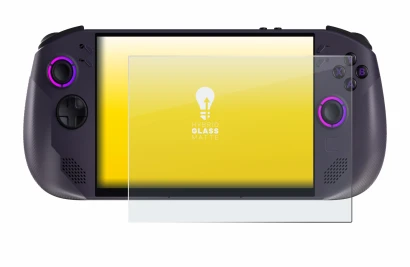 Immagine del dispositivo Lenovo Legion Go S con un'ampia varietà di protezioni per lo schermo.