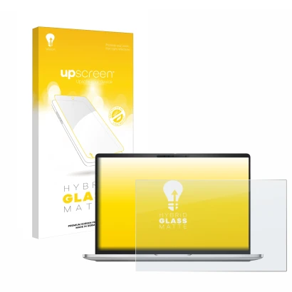 Parte frontale di una confezione del prodotto con il logo del marchio upscreen. Accanto è raffigurato il dispositivo Dell Pro 