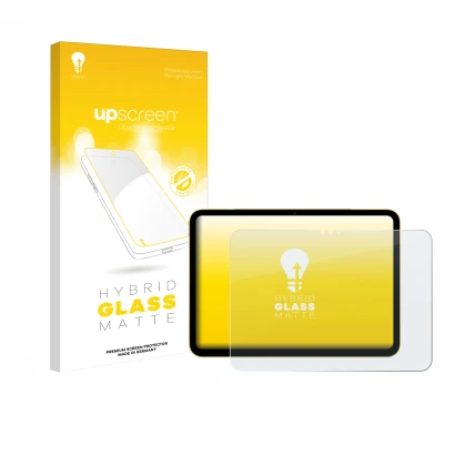 Parte frontale di una confezione del prodotto con il logo del marchio upscreen. Accanto è raffigurato il dispositivo Apple iPa