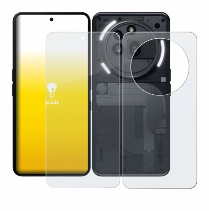 Immagine del dispositivo Nothing Phone (3a) Pro (Fronte+Retro) con un'ampia varietà di protezioni per lo schermo.